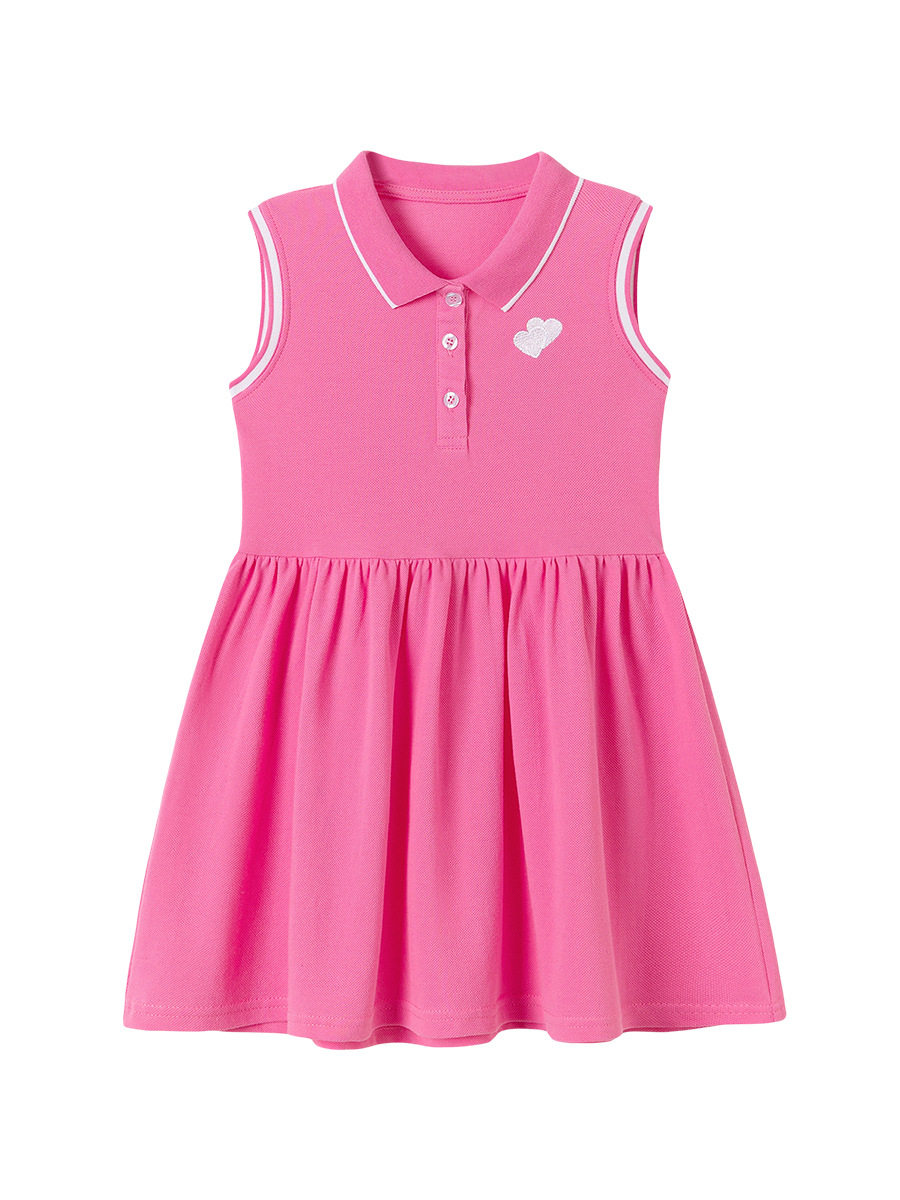 Gaun anak perempuan musim panas baru, gaun anak tanpa lengan lucu, gaun anak katun murni