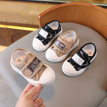 Children's canvas shoes spring and autumn boys' cloth shoes baby boys' shoes soft bottom toddler shoes girls' sports shoes breathable