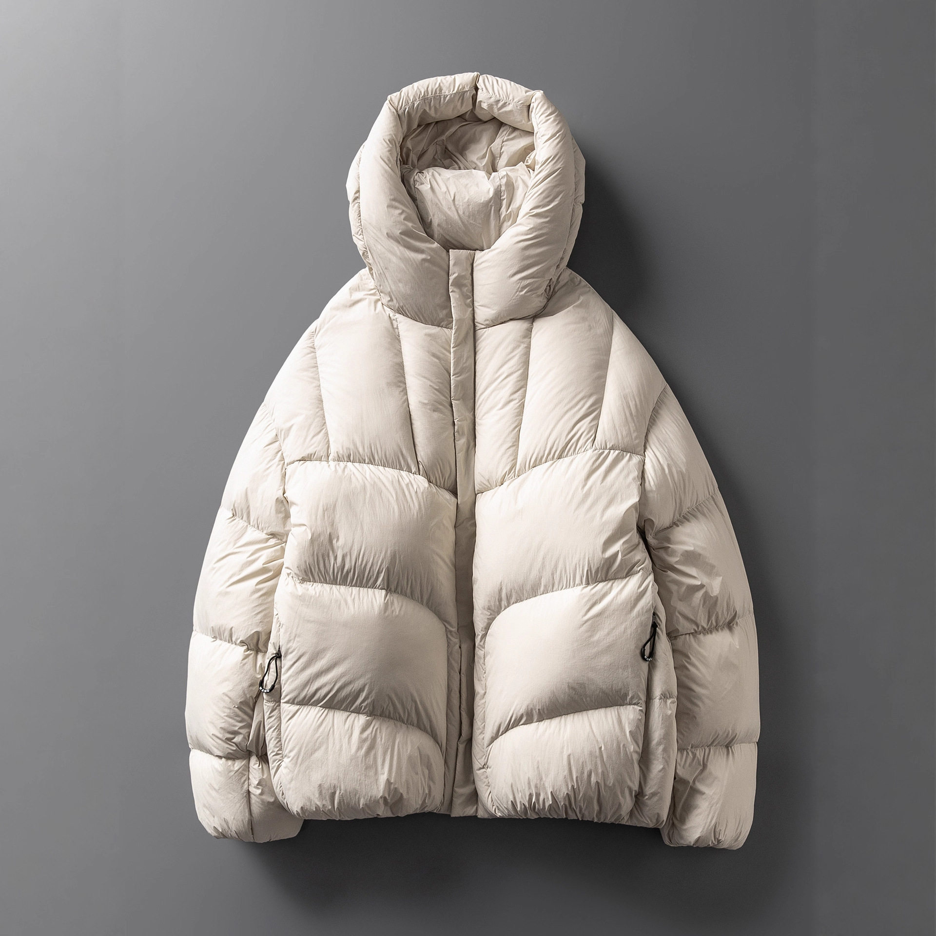 231g White Goose down Winter Warm Hooded Goose down Jacket Men's Cleanfit Loose Silhouette Quilted Bread Jacket Outer