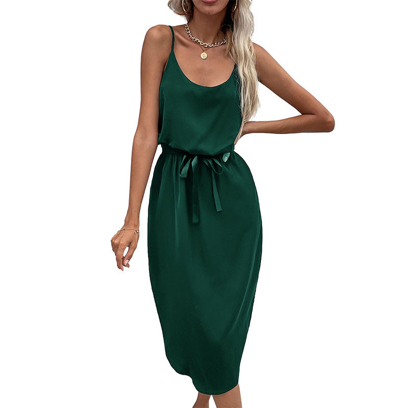 Summer Womens Solid Color Bodycon Dress with Slit Sleeveless Stylish Comfortable Perfect for Parties or Casual