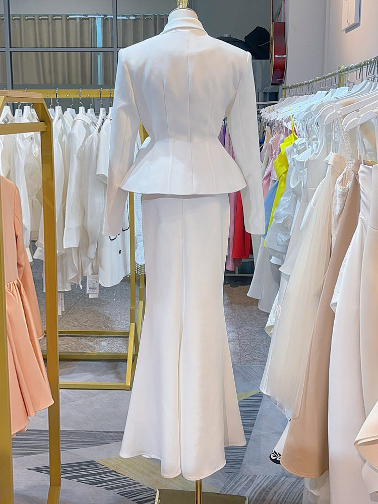 White Royal Sister Elegant Fashion Two-piece Set Women 2025 Spring and Autumn New Elegant Waist Suit Dress Women