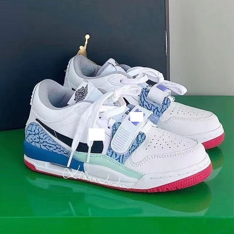 Putian Chunyuan AJ312LOW -новые баскетбольные туфли с глубоким вырезом цвета кокосового молока, белые, серо-зеленые, с уткой-мандаринкой, с синей и белой подушкой, спортивная обувь Изображение 1