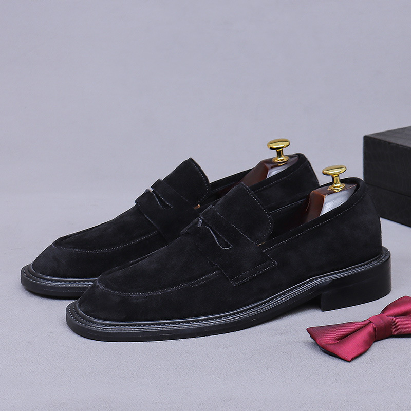 Giày Da Nam Chất Liệu Da Bò Mũi Tròn