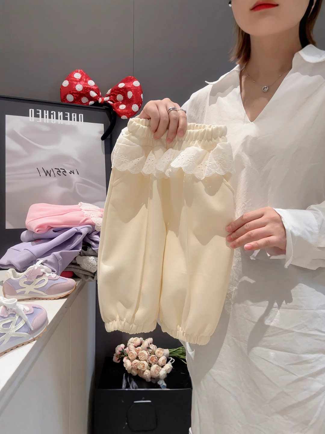 Stylisches Patchwork-Retro-Hose, Mädchen-Herbst-Casual-Sportshose, Baby-Kinder-Spitzenrüschen-Überwurf-Außenhose