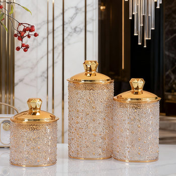 Transparent Sealed Moisture-Proof Storage Jar Living Room Kitchen Kindergarten Storage Candy Jar Hot Stamping Pearl Sealed Jar with Lid