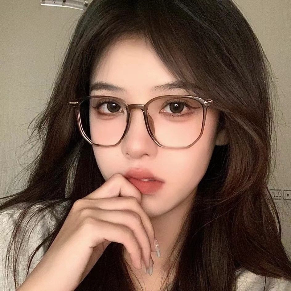 New Xiaohongshu's Same Style Retro Large Frame Irregular Flat Mirror Anti-Blue Light Glasses Frame Can Be Worn with Myopia Wholesale