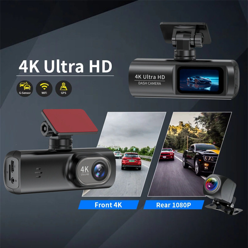 Cross-Border Best-Selling 4K High-Definition Night Vision Driving Recorder, Front and Rear Dual Recording Car Dvr Wifi Interconnection Gps Track