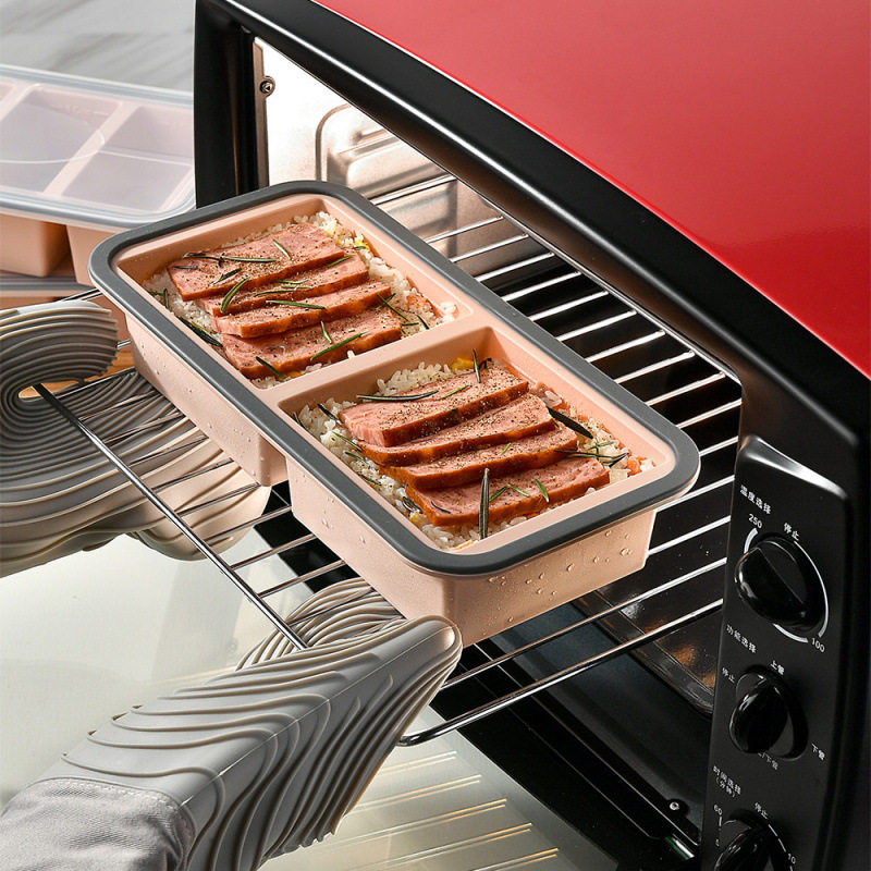 Cross-Border Factory Direct Sales Silicone Compartmented Fresh-Keeping Box Microwaveable Refrigerator Kitchen Food Storage Sealed Box