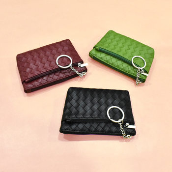 Woven Pattern Simple Women's Mini Coin Purse Mother's Food Portable Key Bag Small Card Bag Short