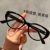 Cat's eye glasses frame women's new plain black frame glasses myopia can be equipped with degrees anti-blue light slimming glasses frame fashion wholesale