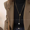 Long Necklace for Women in Autumn and Winter Retro Pearl Gold Sweater Chain Temperament High-End Light Luxury Accessories