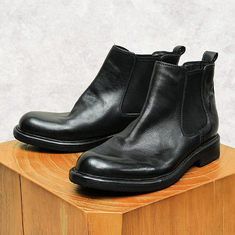 Boot Chelsea Nam Da Mờ Cao Cổ Chiều Cao Đế Khoảng 3cm Màu Đen, Nâu