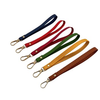 Mobile Phone Lanyard Metal Keychain USB Flash Drive Wrist Strap Pu Leather Id Card Holder Short Style Unisex