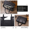Hand-Woven Business Briefcase First-Layer Cowhide Men's Handbag Large-Capacity High-End Genuine Leather Computer Bag
