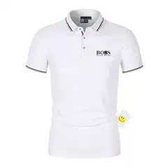 Summer Bos Men's Short-Sleeved T-Shirt Lapel Polo Shirt Half-Sleeve Factory Direct Supply Can Be Customized with Printed Embroidery, Breathable and Sweat-Absorbent