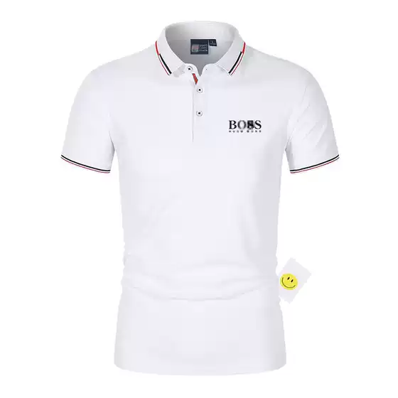 Summer Bos Men's Short-Sleeved T-Shirt Lapel Polo Shirt Half-Sleeve Factory Direct Supply Can Be Customized with Printed Embroidery, Breathable and Sweat-Absorbent