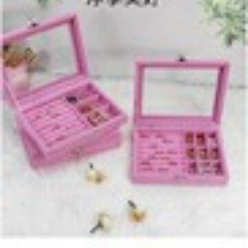 Ready Stock Velvet Jewelry Treasure Ring Storage Box Nine-Compartment Three-Compartment Small Jewelry Box Wholesale