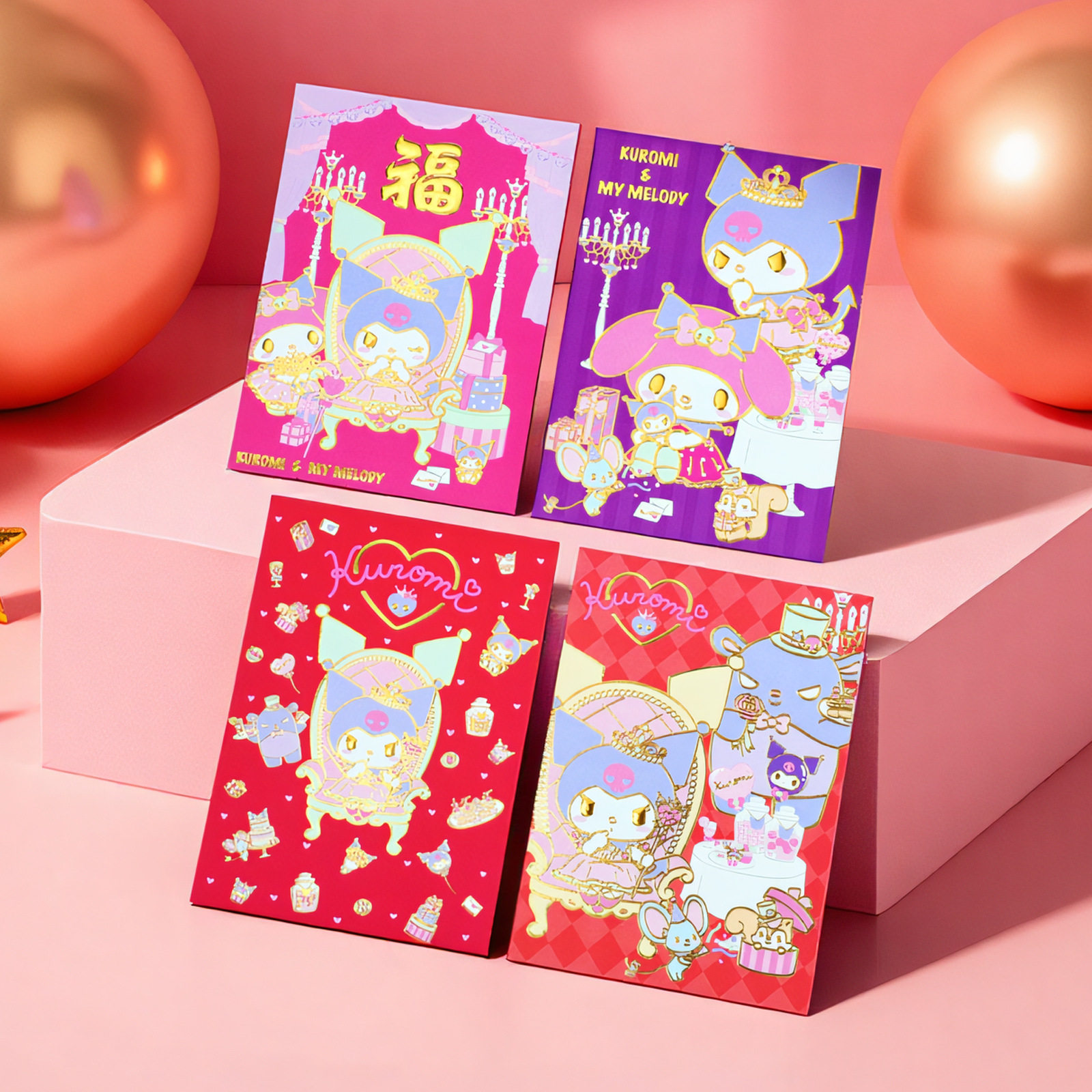 Wholesale Hong Kong Version Genuine Sanrio Kuromi Melody Cartoon Red Envelopes for the Spring Festival, Small Short Creative Red Packets