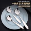 304 Stainless Steel Square Head Flat Bottom Spoon Thickened Yuanbao Spoon Spoon Dessert Spoon Student Spoon Ice Cream Small Soup Spoon
