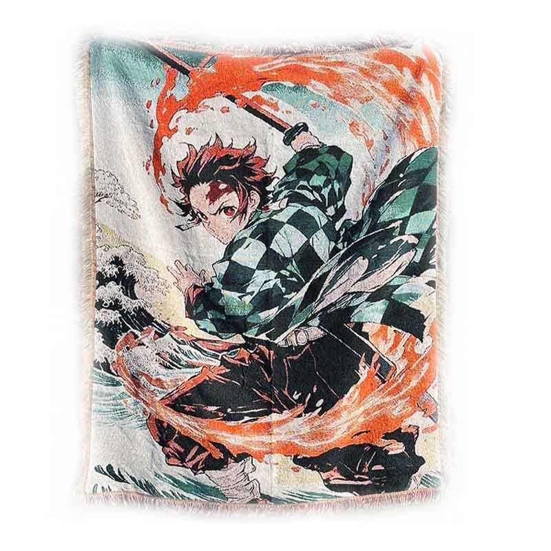 Factory Cross-Border Camping Blanket Moisture-Proof Picnic Mat Woven Jacquard Tapestry Anime Peripheral Gift Line Blanket Small Order Customization