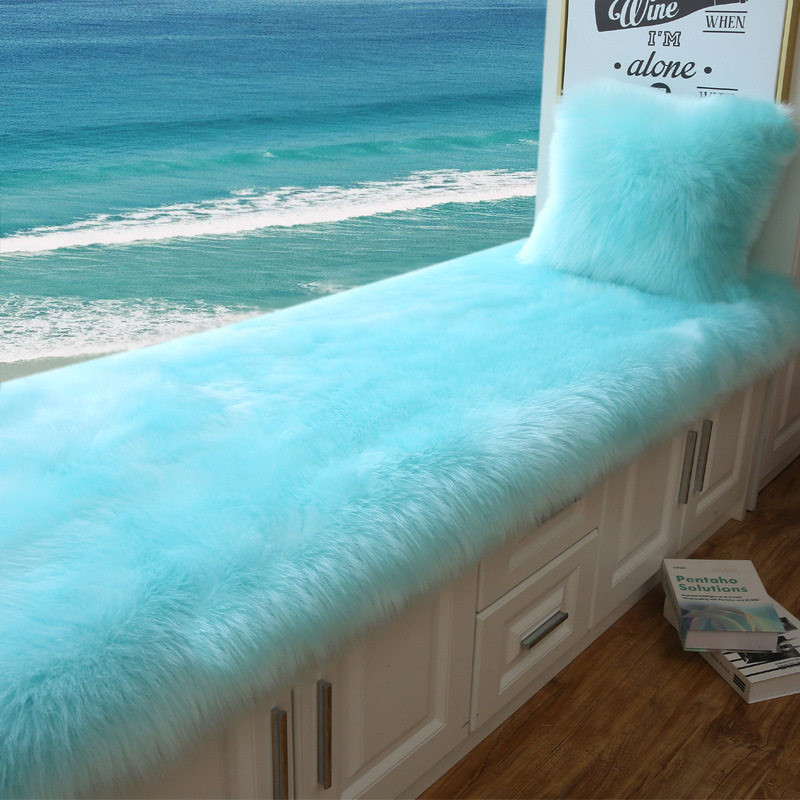 Plush Bay Window Mat Balcony Cushion Thickened Non-Slip Windowsill Mat Faux Wool Bedroom Bedside Rug Nordic Carpet