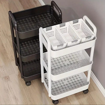 Trolley Storage Rack Kitchen Floor Multi-Layer Snack Storage Rack Bathroom Toilet Removable Storage Rack
