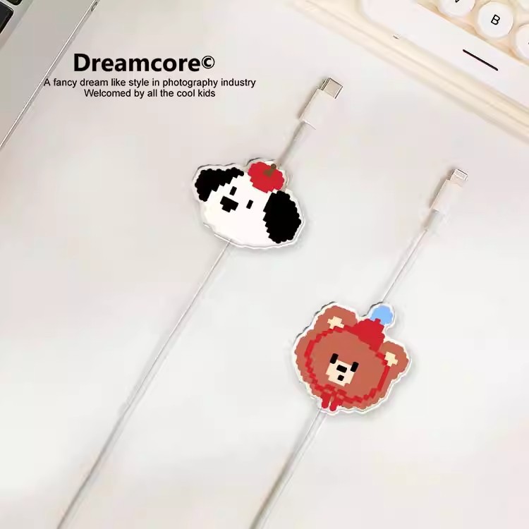 Pixel Small World Desktop Organizer Punch-Free Wall Data Cable Holder Mobile Phone Charging Cable Buckle Wall Hanging