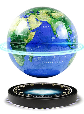 磁悬浮地球仪摆件时钟镜面发光底座清晰教学地球仪送孩子礼物