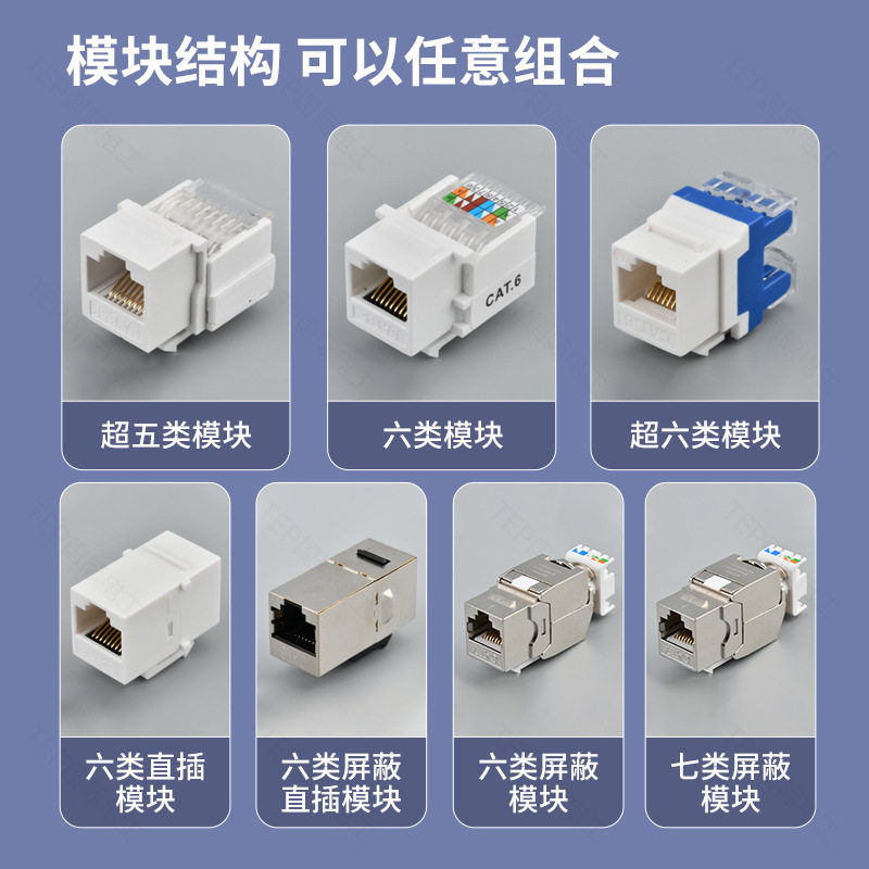 86型百千兆网络面板超五六类屏蔽直插一二三四位网口网线电脑插座