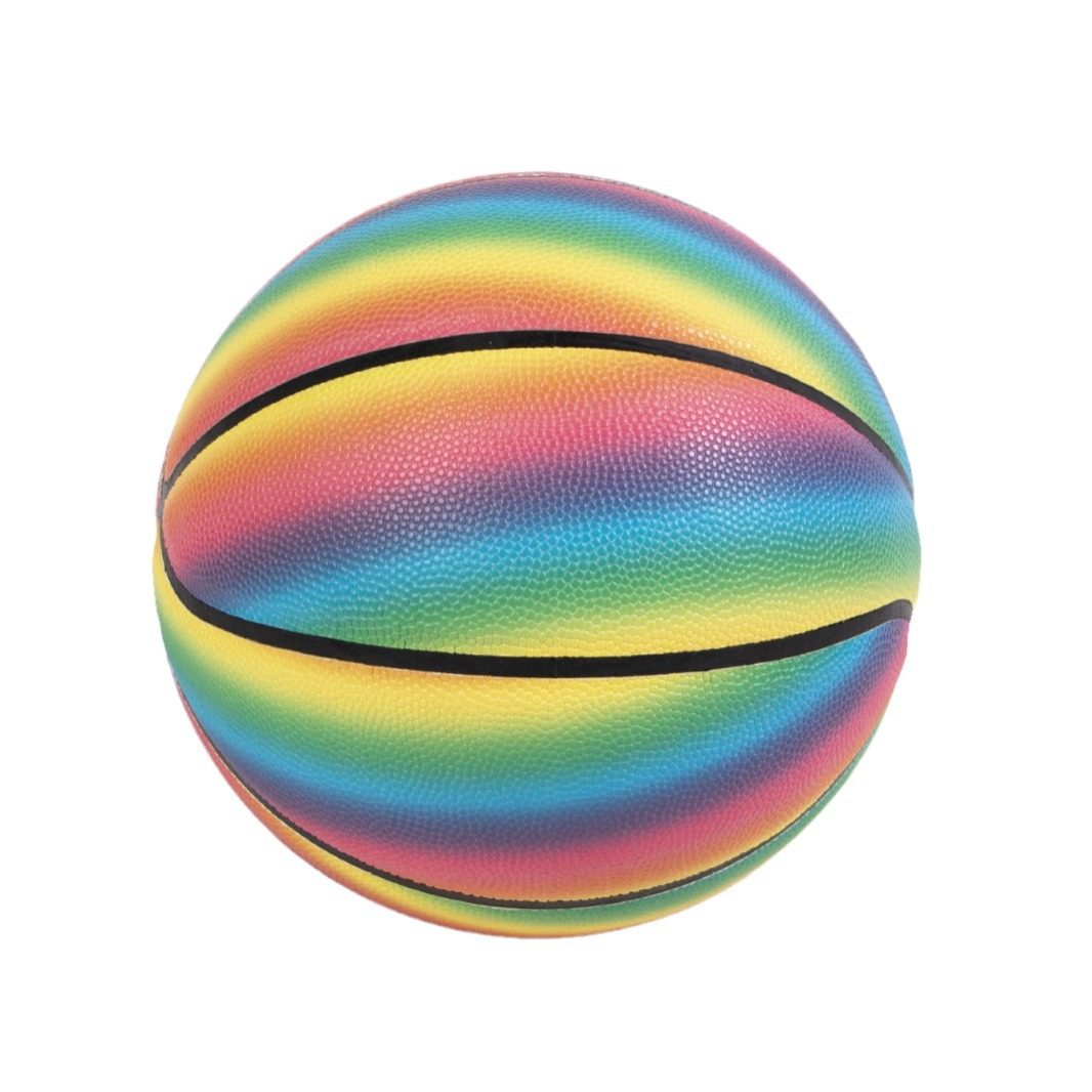 Basketball No. 5 Flower Color Rainbow Ball Indoor and Outdoor Pu Wear-Resistant Moisture-Absorbent Youth and Kidsren's Small Basketball Can Be Wholesaled