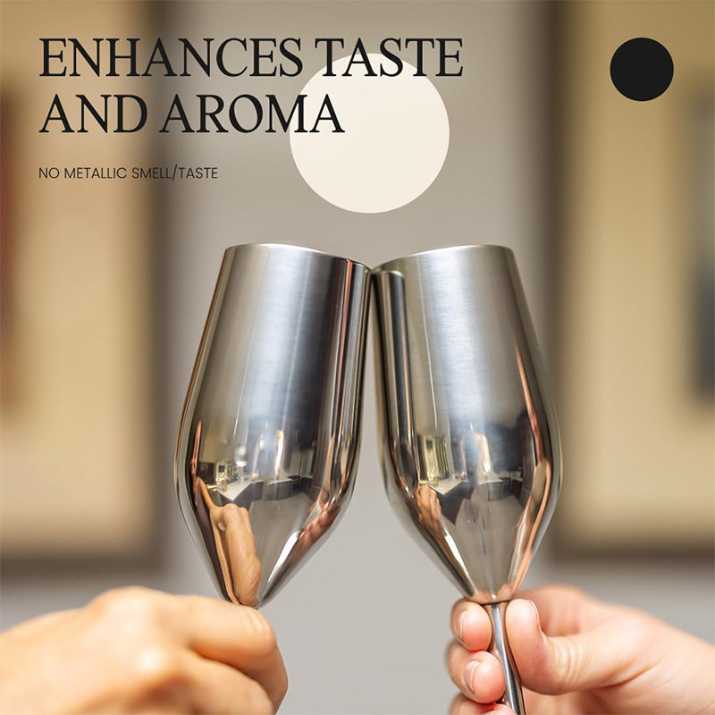 304 Stainless Steel Red Wine Glass 180ml Tall Wine Glass Creative Thickened Bar Mojito Cocktail Cup