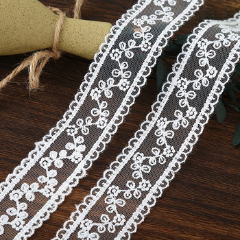 3.7cm Transparent Mesh Milk Silk Bilateral Embroidery Lace Garment Accessories Children's Hair Accessories Bow