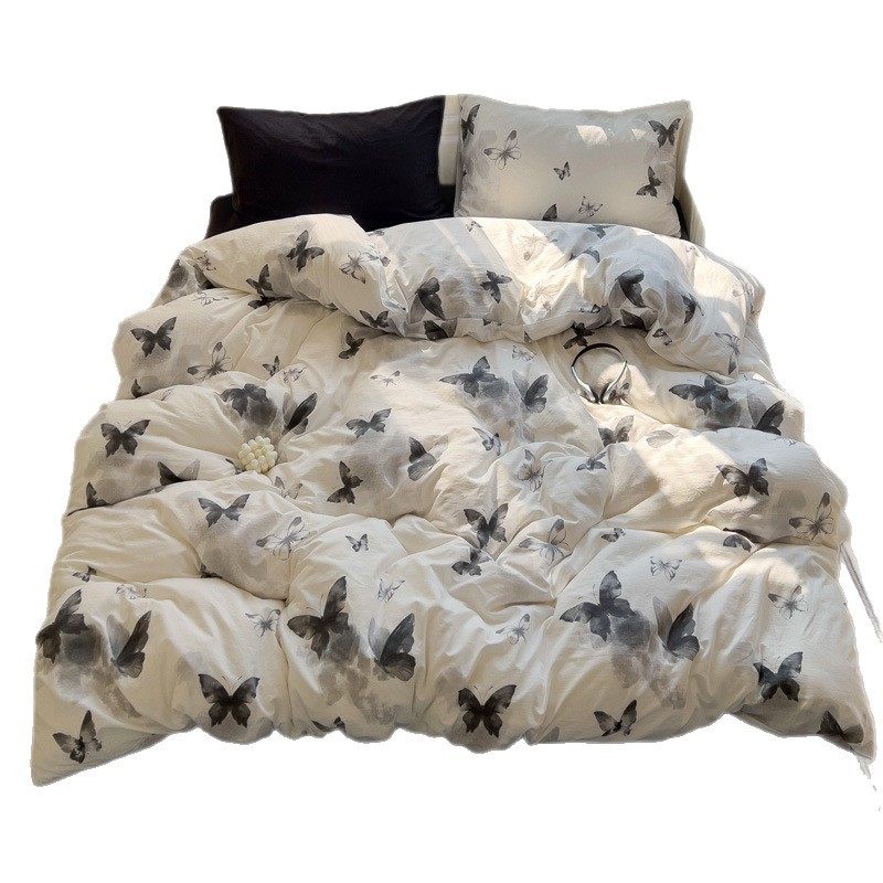 Class a Bedding Four-Piece Set Washed Cotton 2025 New Quilt Cover Bed Sheets Quilt Cover Student Dormitory Three-Piece Set 4