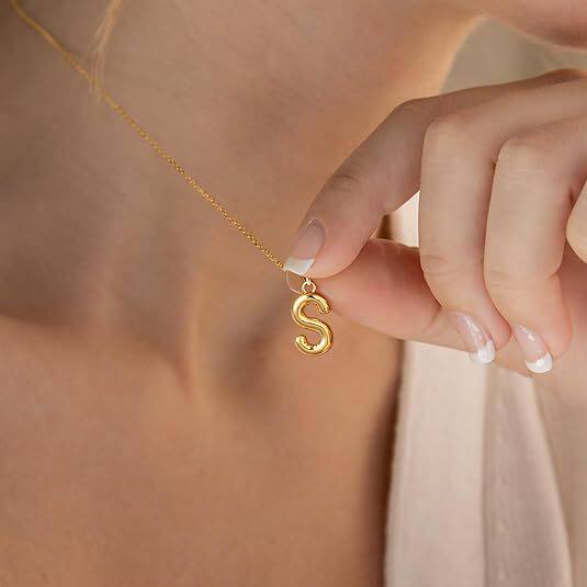 Cross-border new letter double-layer necklace women 14K gold paper clip folded clavicle chain women light luxury jewelry women wholesale