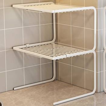 Kitchen Countertop Tiered Shelf Storage Rack Pot Holder Cabinet Cookware Organizer Multi-Layer Partition Divider