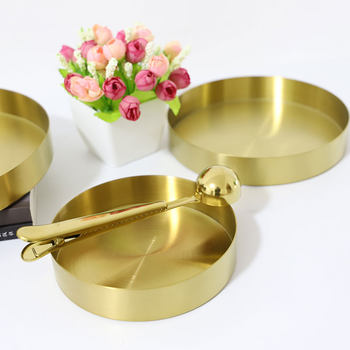 Nordic Stainless Steel Golden Disc Metal Cosmetic Round Tray Household Jewelry Storage Tray Water Cup Tea Tray