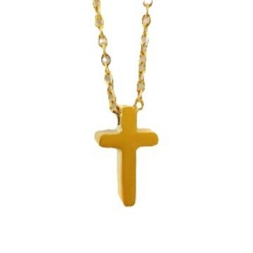 Wen Jian Cross Necklace New 18k Gold Pendant Clavicle Chain Women's High-grade Necklace Titanium Steel Color-free Decoration