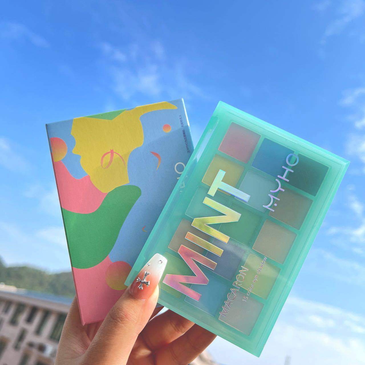 Myho 15-Color Eyeshadow Palette Pearlescent Macaron Matte Waterproof Non-Smudge Powder Delicate Colorful Eyeshadow Dopamine