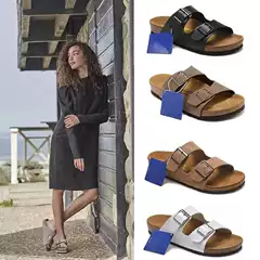 Birken sandals foreign trade 2023 thick bottom leather cork plus size 35-46 beach vacation couple slippers men and women