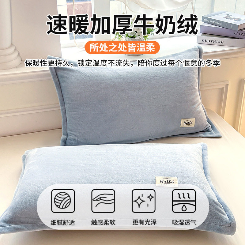 Winter thickened milk velvet pillowcase a pair of 48cm x 74cm coral velvet pillowcase single pillow cover 2