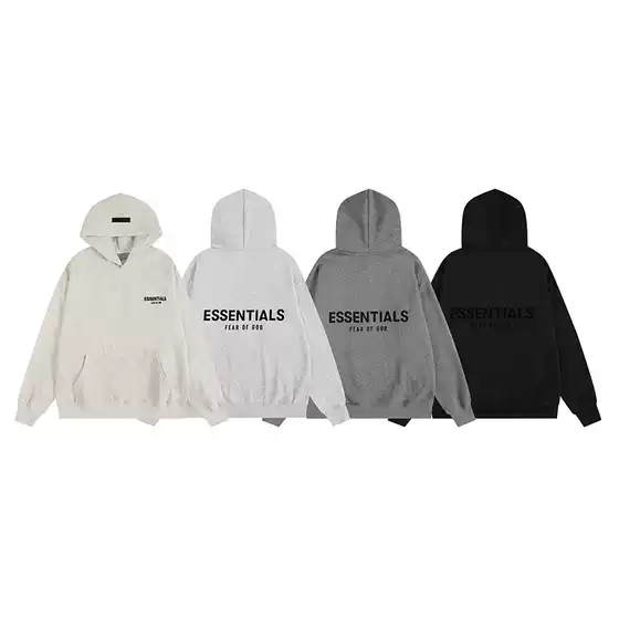 American Fashion Brand FOG New Black Letter ESSENTIAL Pullover Hooded Sweater for Men and Women Couple High Street Hoodie