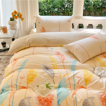 Carefully Selected Four-Piece Bedding Set, Single Student Dormitory, Fresh Style Three-Piece Set, Cartoon Bedding for Winter