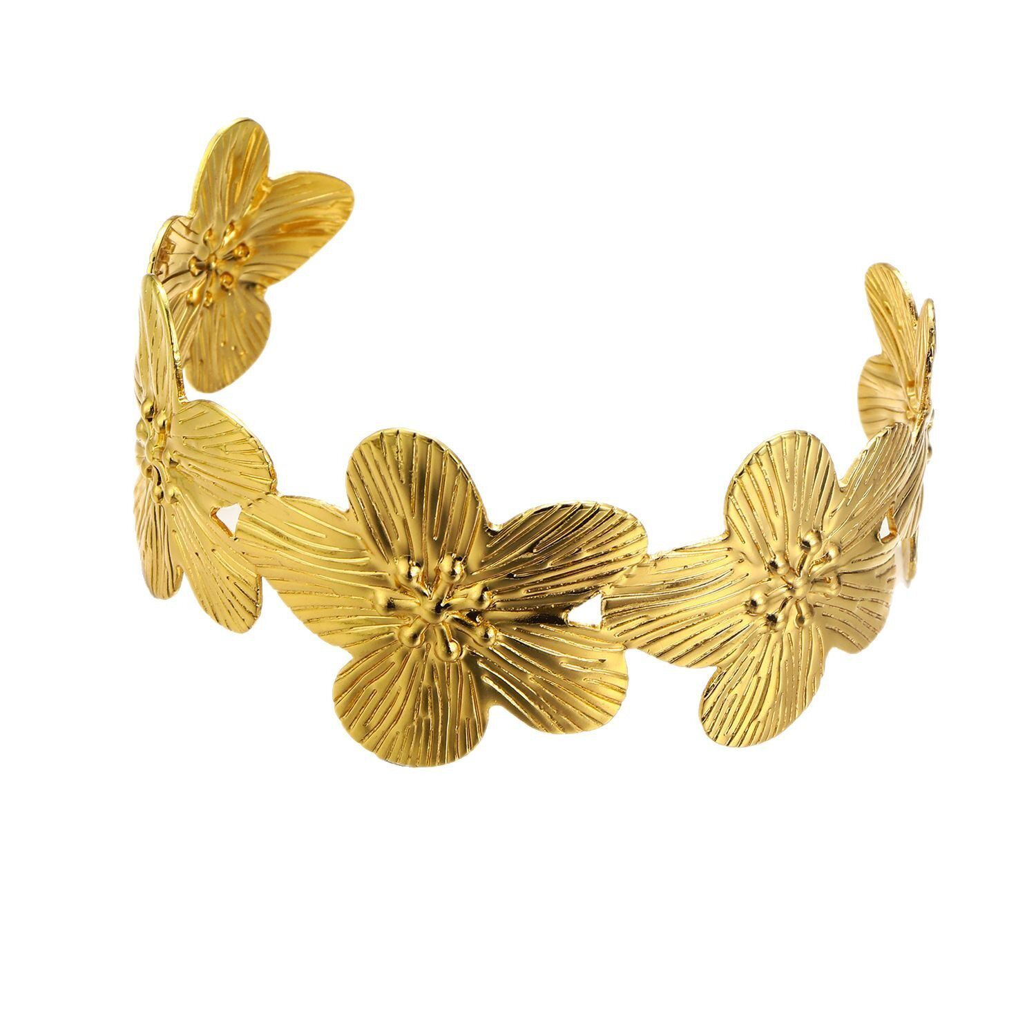 European and American Cross-border New Fashion Exaggerated Creative Geometric Flower Opening Bracelet Iron Gold Mosaic Flower Women's Handpiece