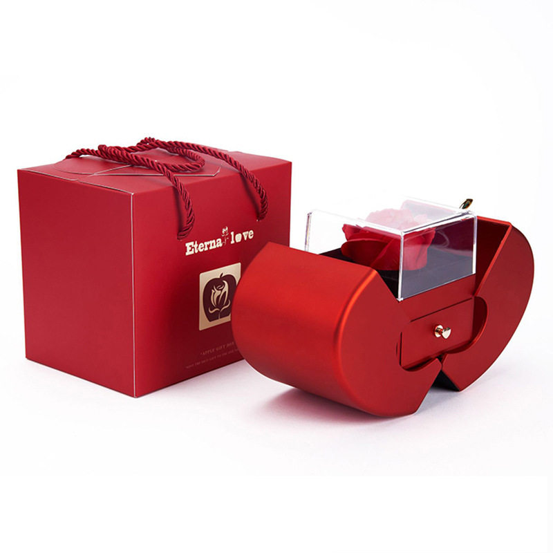 Cross-border Christmas Mother's Day Apple Jewelry Box Rose Jewelry Gift Box Soap Flower Ring Necklace Packaging Box