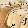 Simple Cartoon High Weight Printed Home Four-Piece Bedding Set Warm Bed Sheetss and Quilt Cover Winter Fleece-Lined