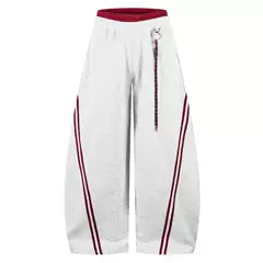 American Retro Striped Color-Block Red Inner Splicing Double-Layer Scimitar Casual Pants Unisex Design Loose Wide-Leg Sports