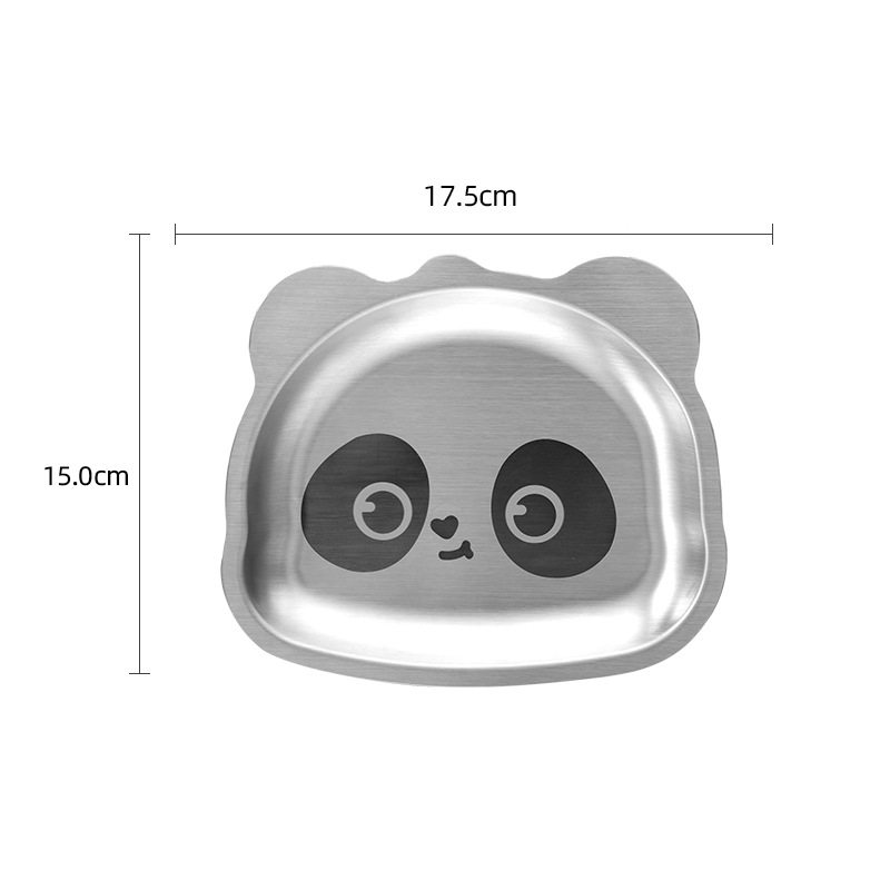 304 Stainless Steel Kidsren's Small Dinner Plate Cartoon Animal Cute Bear Tiger Fruit Plate Baby Rice Plate with Suction Cup