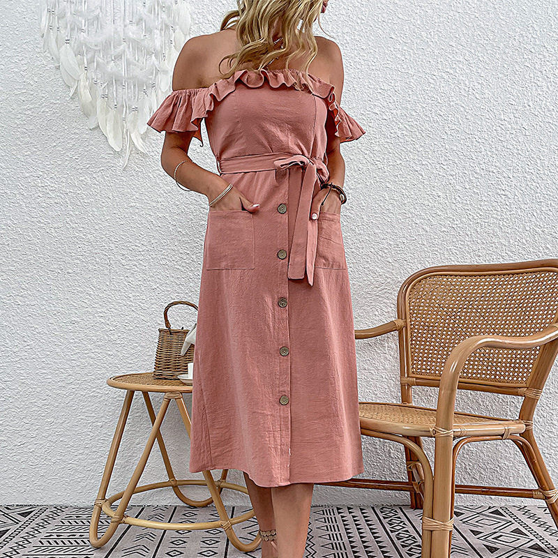 Off Shoulder Dress Casual Minimalist Summer Style Perfect for Parties or Everyday Wear Wholesale Available