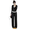 Hooded Fake Two-Piece Sports Suit for Women in Autum New Loose Slimming Look Half-Zip Casual Long-Sleeved Simple Two-Piece Set