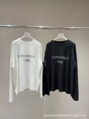 Shenzhen Nanyou 25 Autumn North America Limited New Silver Letter Reflective Hot Diamond Loose Long Sleeve T-Shirt Women's Top